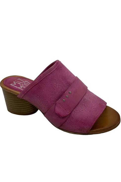 Miz Mooz Shoes - Miz Mooz Leather Heeled Slide Sandals Braydon Fuchsia - Medium